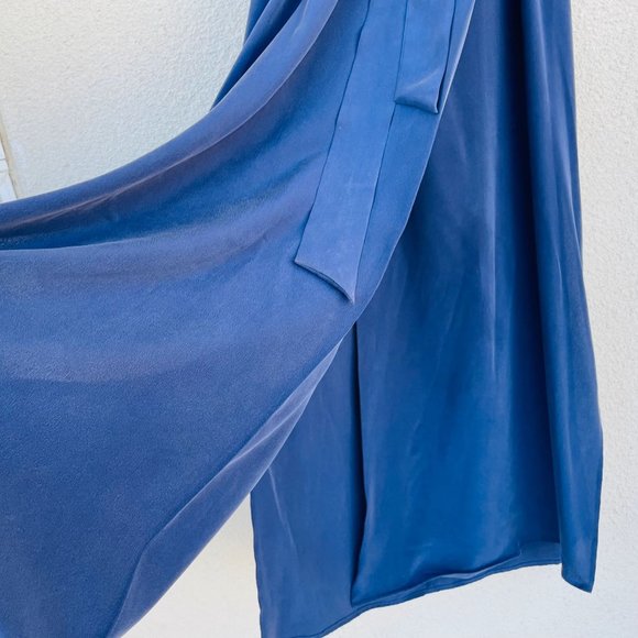 L'AGENCE Silk Wrap Navy Maxi Dress Jacket Belted Women XS/TP - Picture 6 of 10